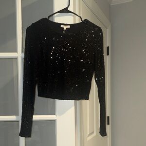Z-Supply Black Sequin Long Sleeve Top